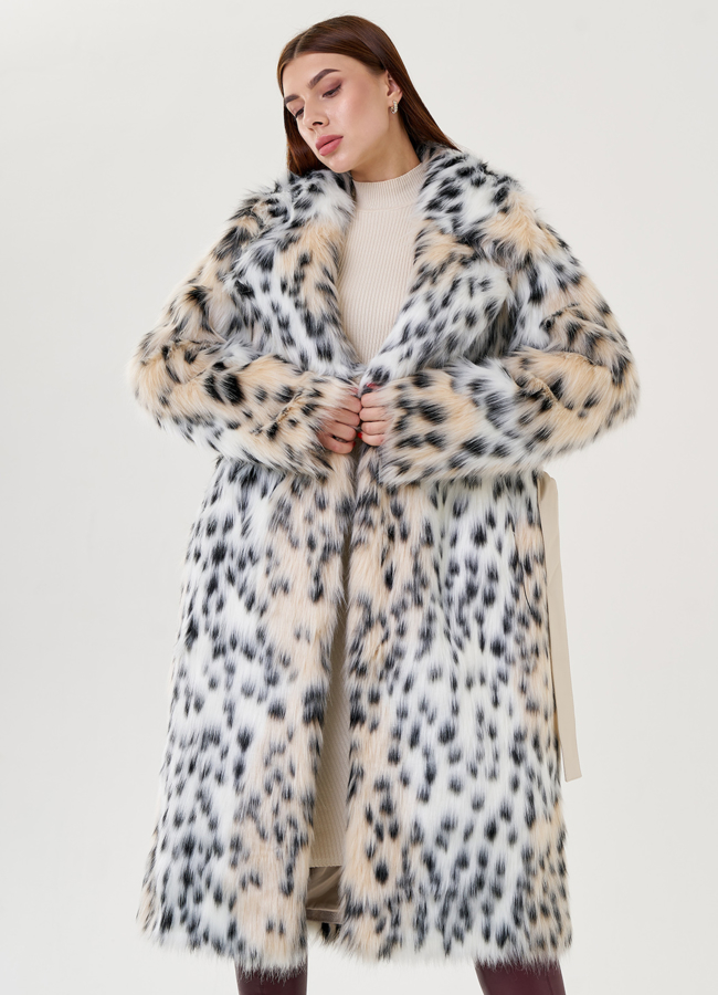 Женское пальто из искусственной рыси  модель № 23614 универмаг малина