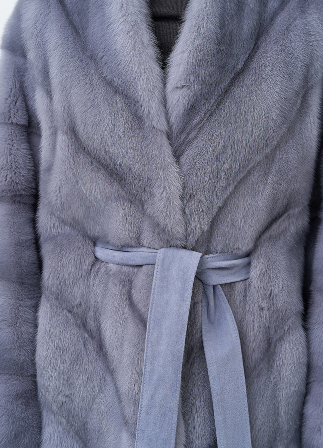 Норковая шуба в голубом цвете модель № 29089 универмаг малина