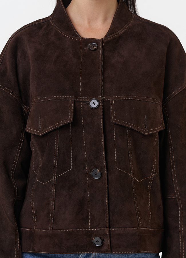 Куртка из замши коричневого цвета модель № 29927 в рассрочку Куртка из замши коричневого цвета модель № 29927 в рассрочку