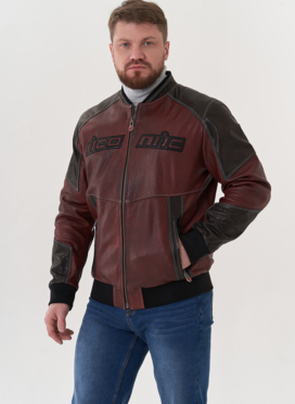 Мужская куртка мото из натуральной кожи