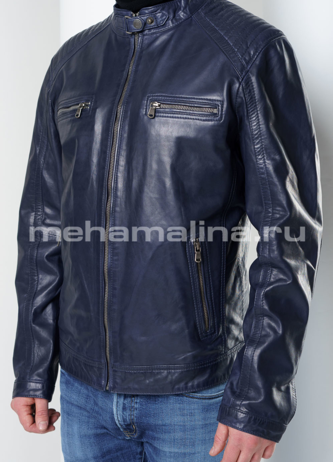 Мужская кожаная куртка модель № KP-221 универмаг малина