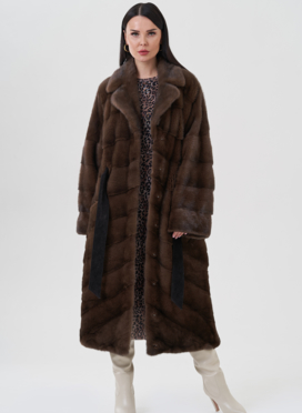 Норковая шуба с английским воротником 