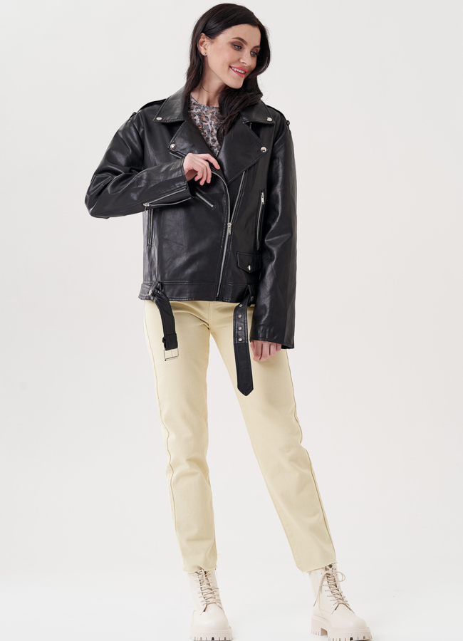 Женская куртка косуха из эко кожи  модель № 24452 в рассрочку