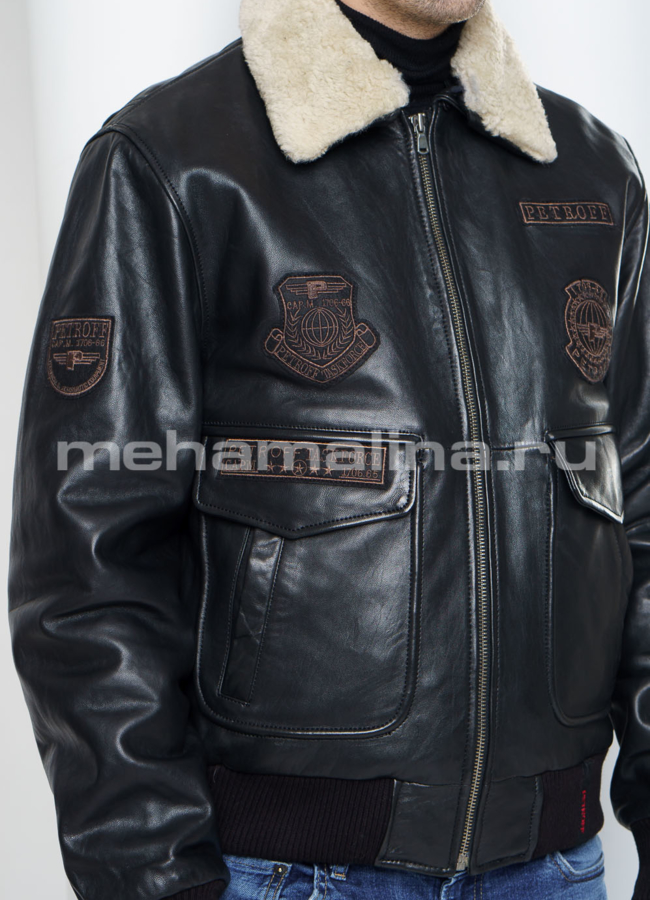 Кожаная утепленная куртка модель № KP-220 универмаг малина