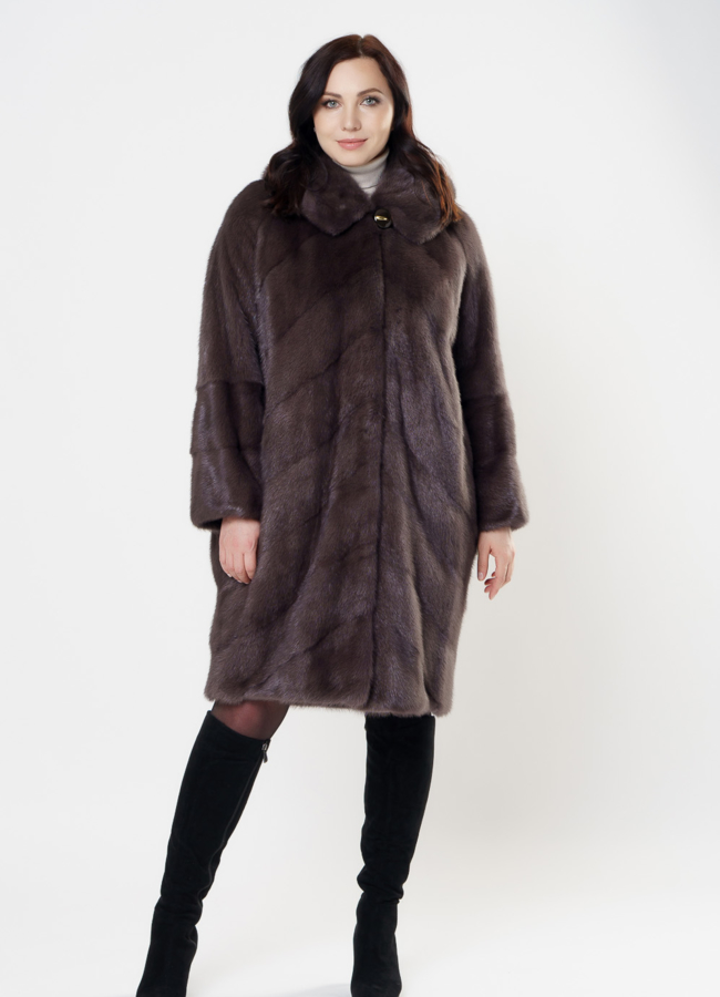 фото Шуба из норки с капюшоном модель № S-1003