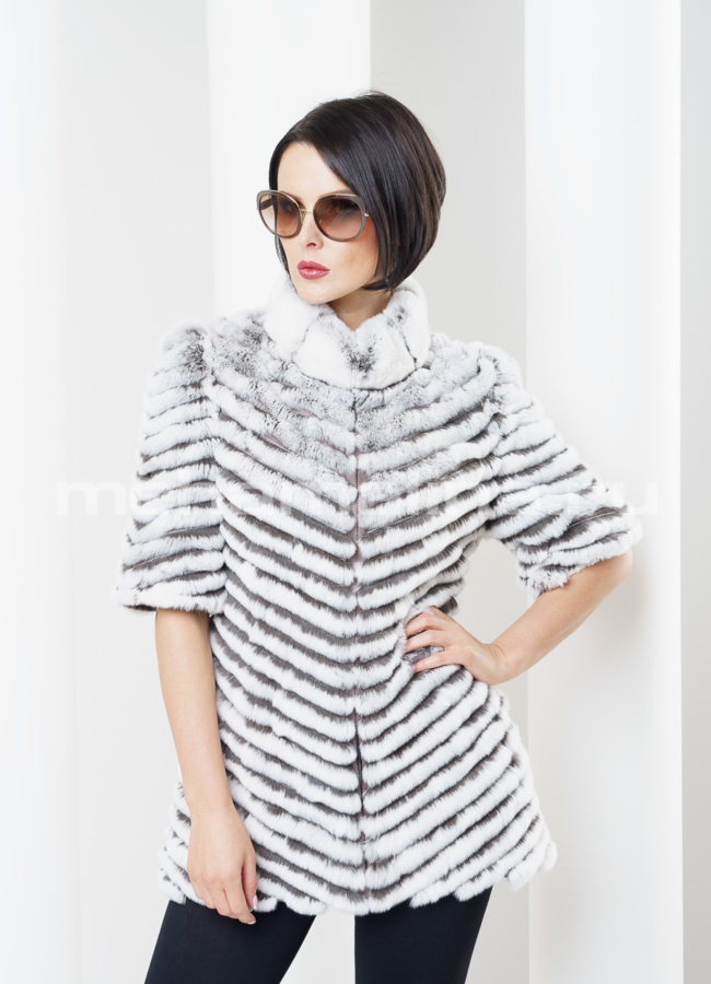 Шуба из меха кролика Rex модель № S-307 меха малина