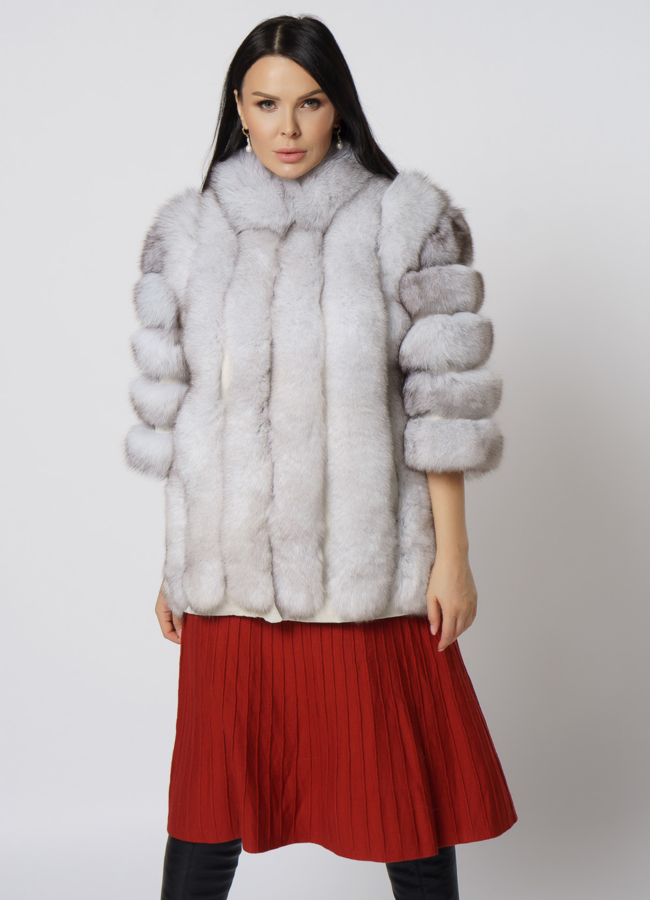 Жакет из песца белого цвета модель № 21727 универмаг малина