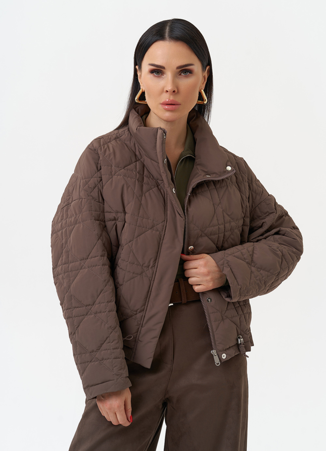 фото Короткая куртка с воротником стойкой модель № 30032