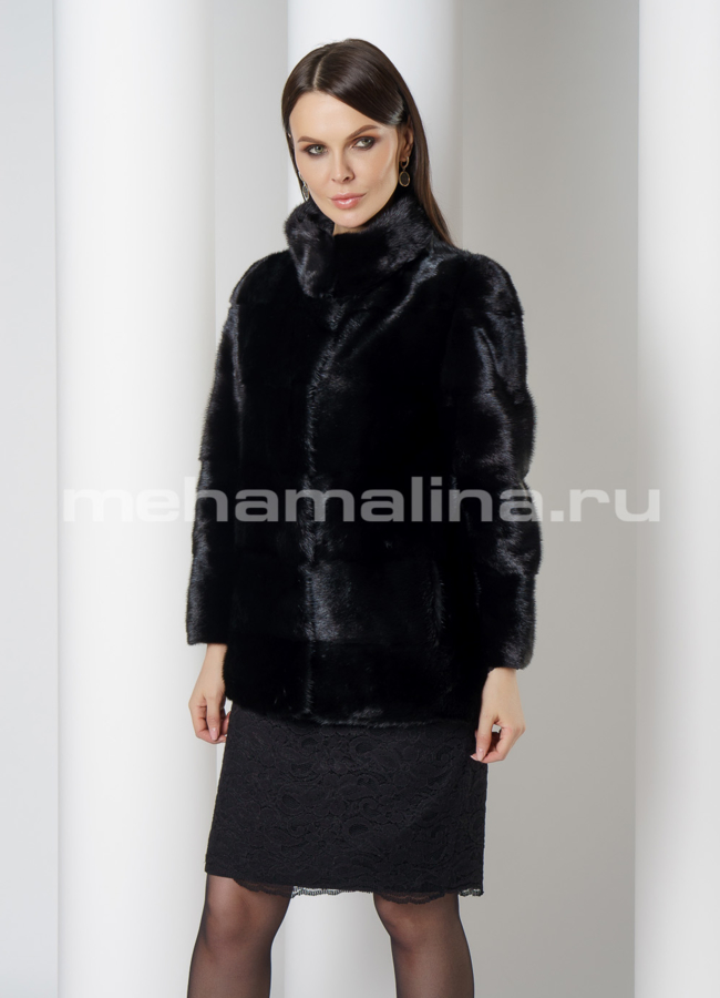 Норковая шуба трансформер в черном цвете модель № 2105 универмаг малина