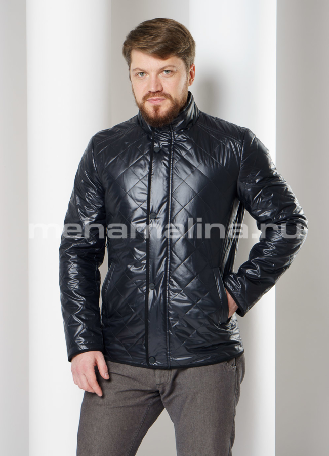 Куртка прямого силуэта с воротником стойка модель № 336 меха малина