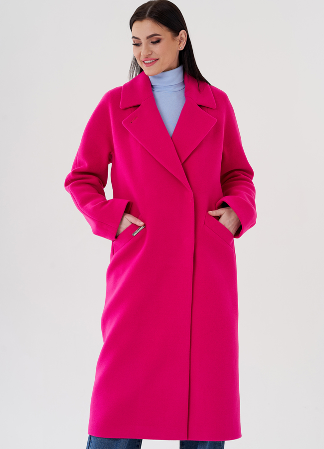 Женское пальто в цвете фуксия модель № 24294 универмаг малина
