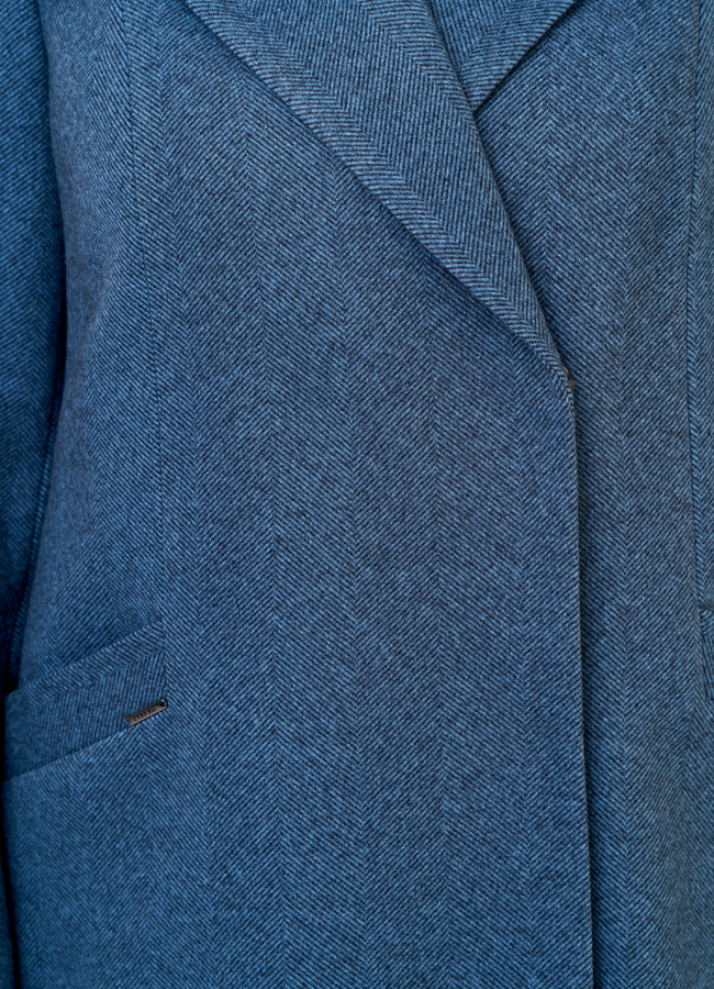 Женское пальто с английским воротником в синем цвете модель № 23182 универмаг малина