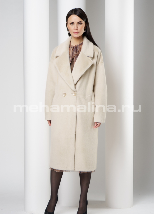 фото Женское пальто из ворсовой ткани модель № 026