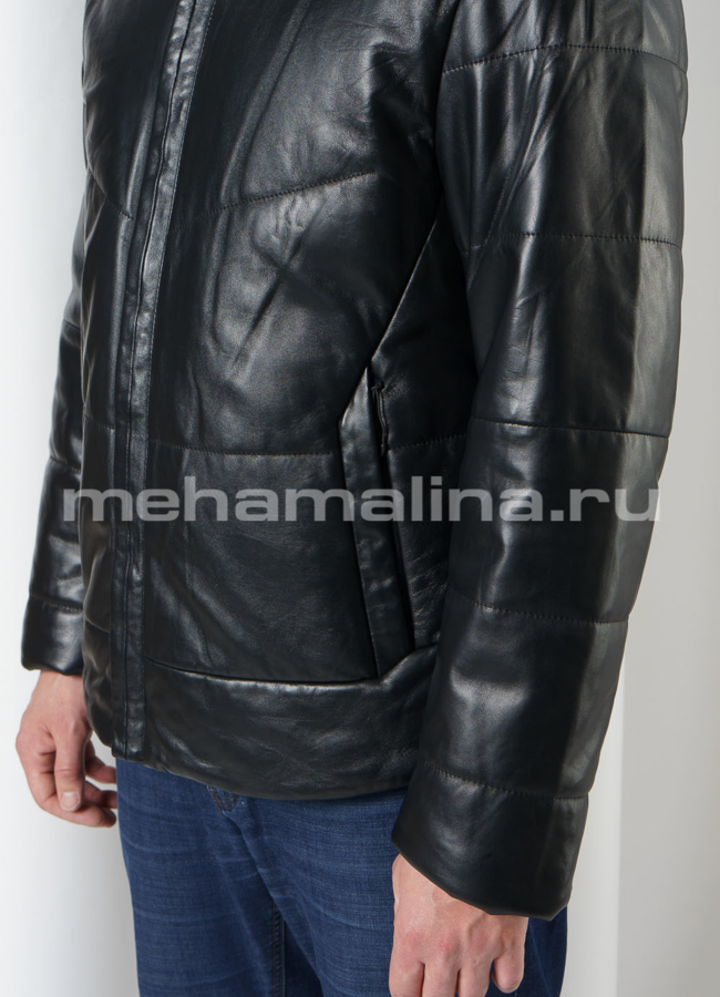 Утепленная куртка из натуральной кожи модель № KP-238 универмаг малина