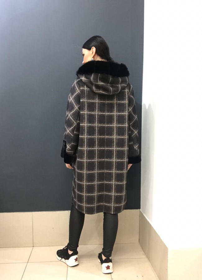 фото Дубленка с норкой, цвет серый модель № 7771