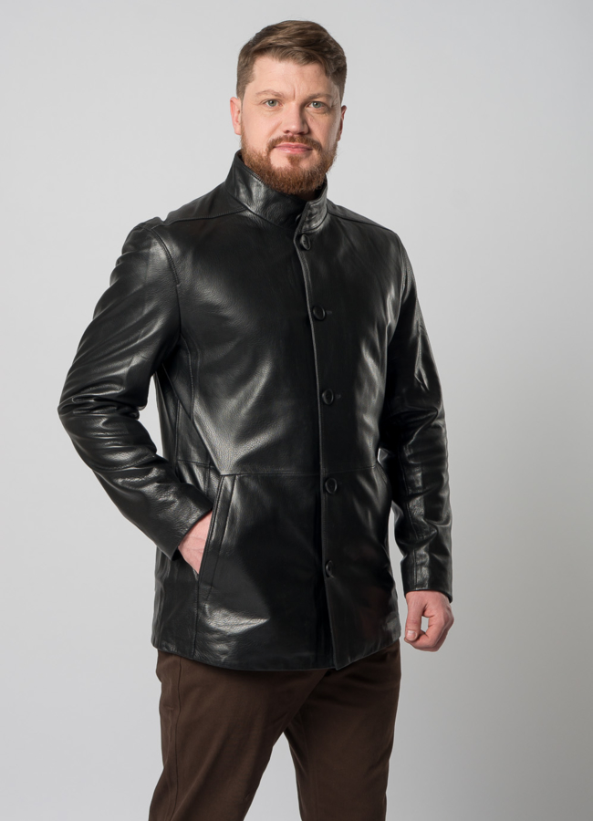 Куртка кожаная на пуговицах модель № W8017 в рассрочку