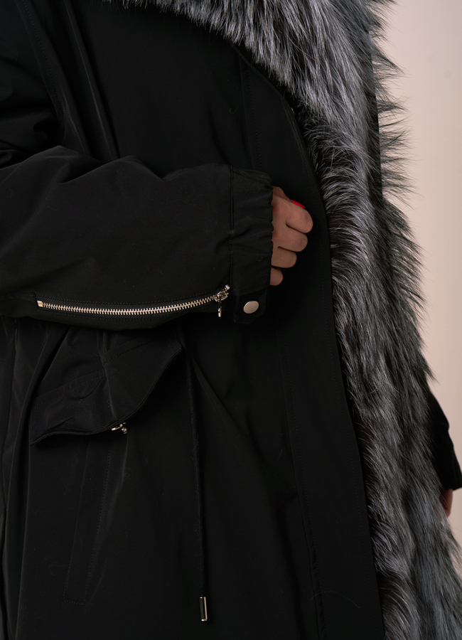 Меховая парка с отделкой из чернобурки модель № 3936 в рассрочку
