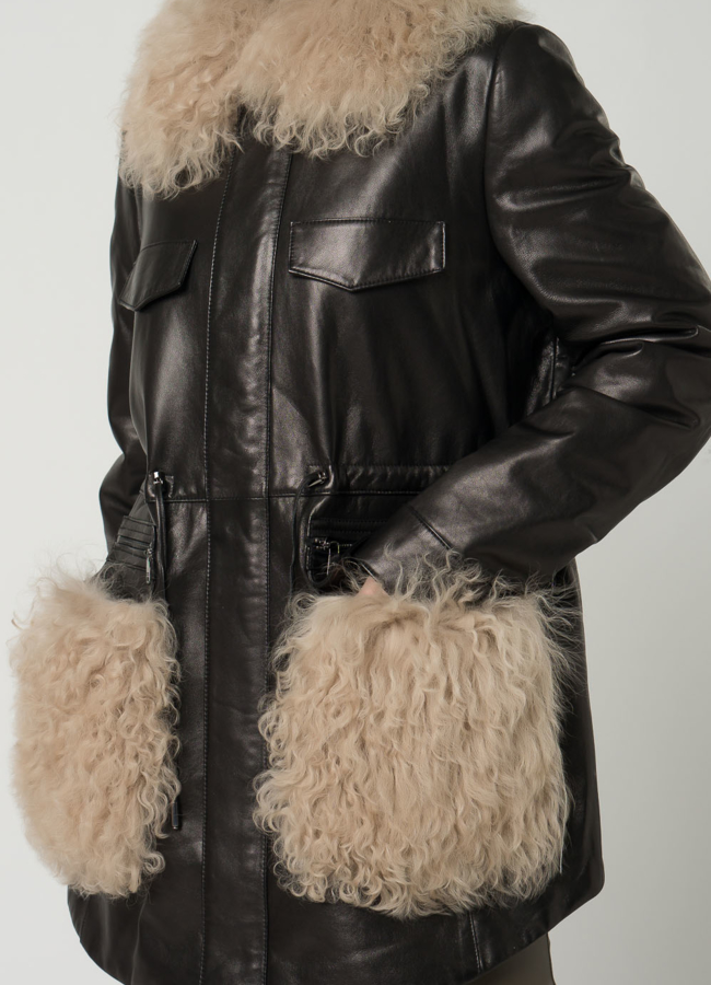 Кожаная куртка с мехом модель № 2123 в рассрочку