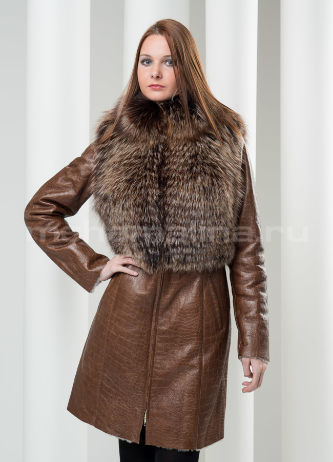 Дубленка/жилет модель № D-92 меха малина