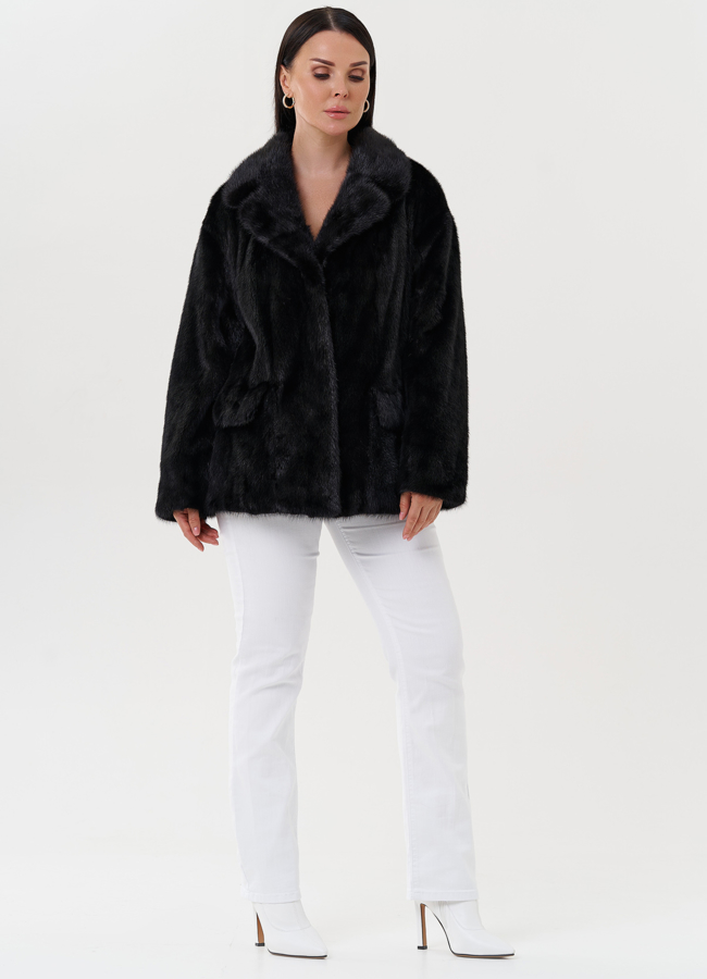 Укороченная женская шуба из меха норки  модель № 27590 в рассрочку