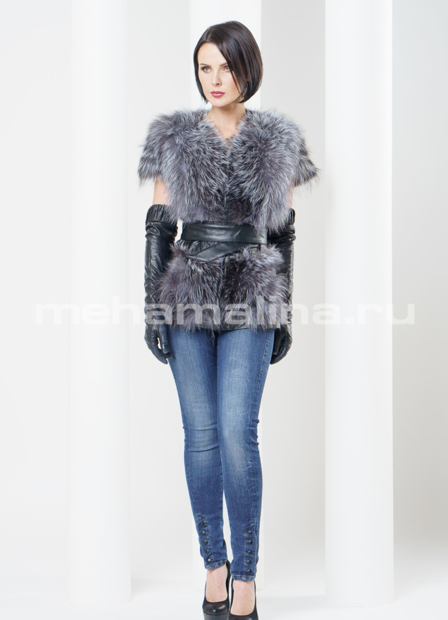 Меховой жилет из чернобурки модель № M-57 в кредит