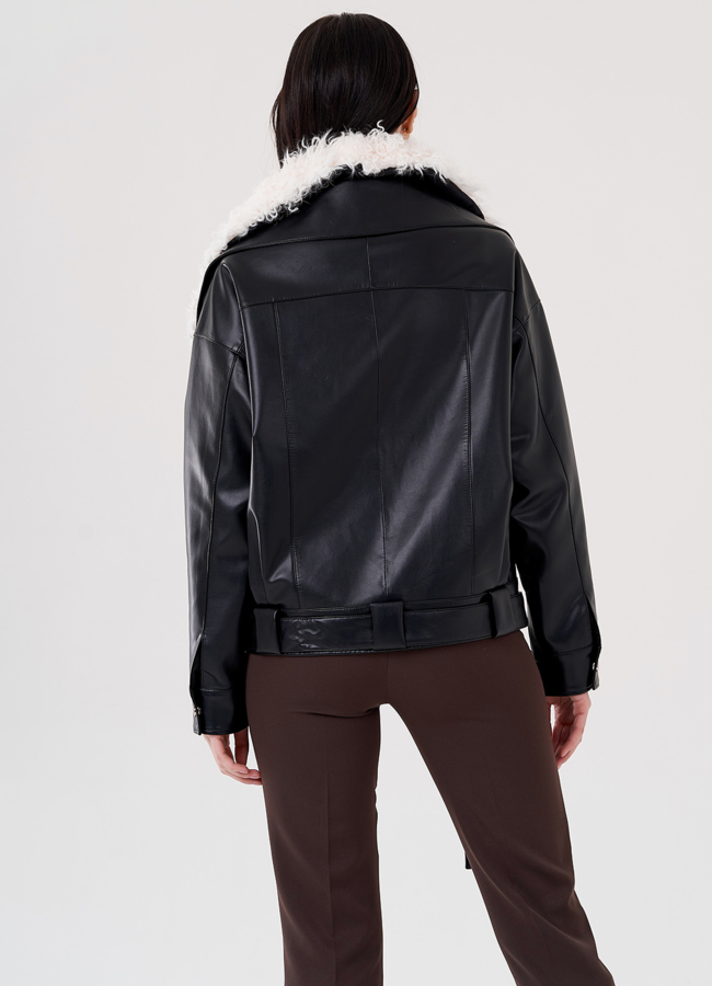 Куртка косуха на утеплении с отделкой натуральный козлик модель № 3022 в рассрочку Куртка косуха на утеплении с отделкой натуральный козлик модель № 3022 в рассрочку