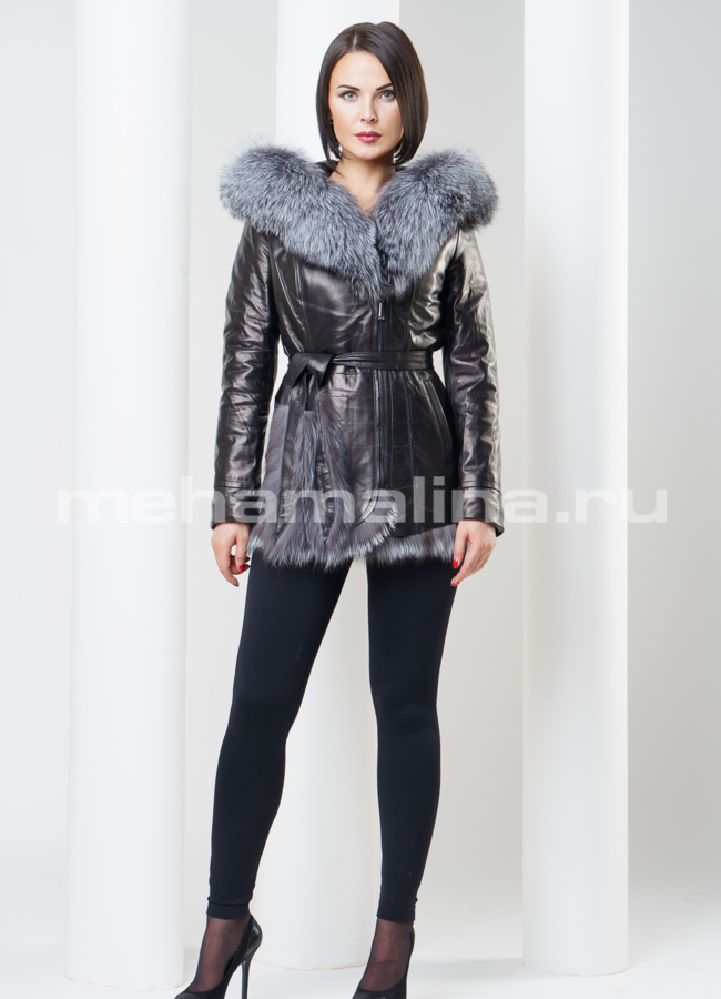 Кожаная куртка с мехом модель № K-265 в рассрочку