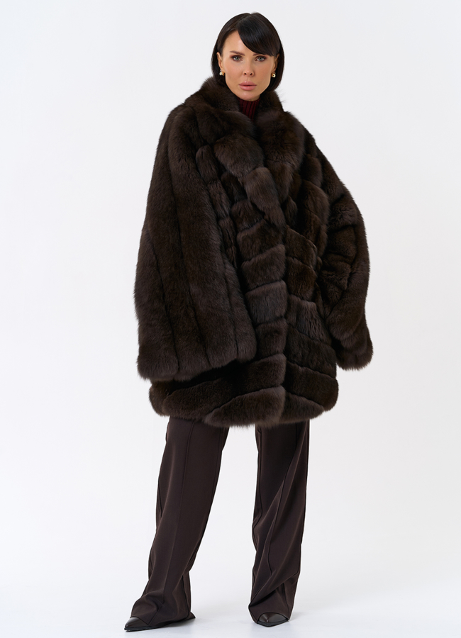 Шуба кимоно из песца модель № 32015 универмаг малина