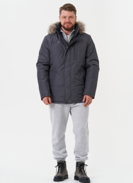 Мужская куртка с капюшоном из меха енота