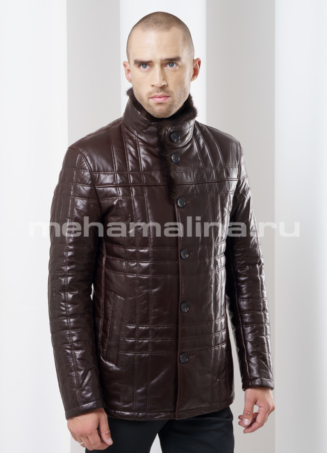 Куртка мужская модель № ПМ-77 меха малина