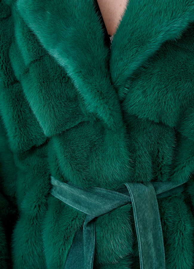 Норковая шуба с английским воротником  модель № 23820 в рассрочку