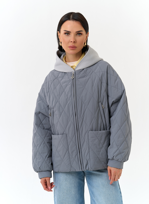 Женская куртка с трикотажным капюшоном