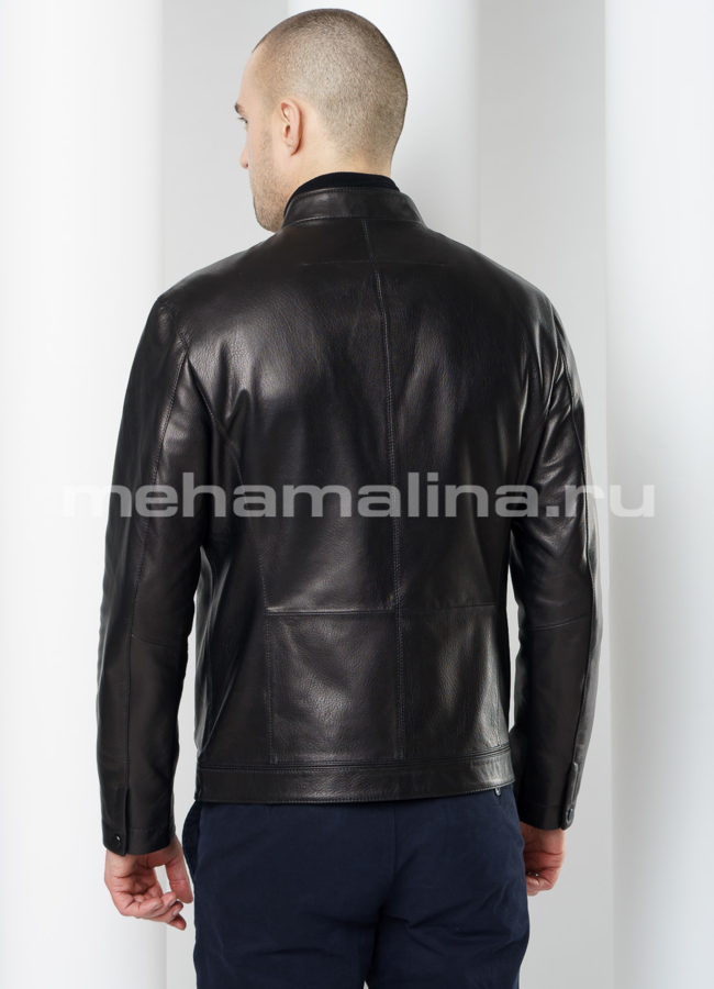 Черная кожаная куртка модель № KP-217 в кредит