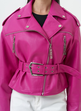 Куртка косуха из эко кожи розового цвета