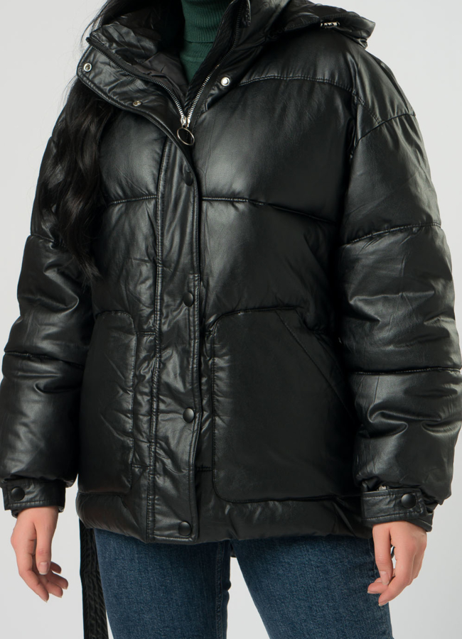 Теплая куртка из искусственной кожи модель № 73426 в рассрочку