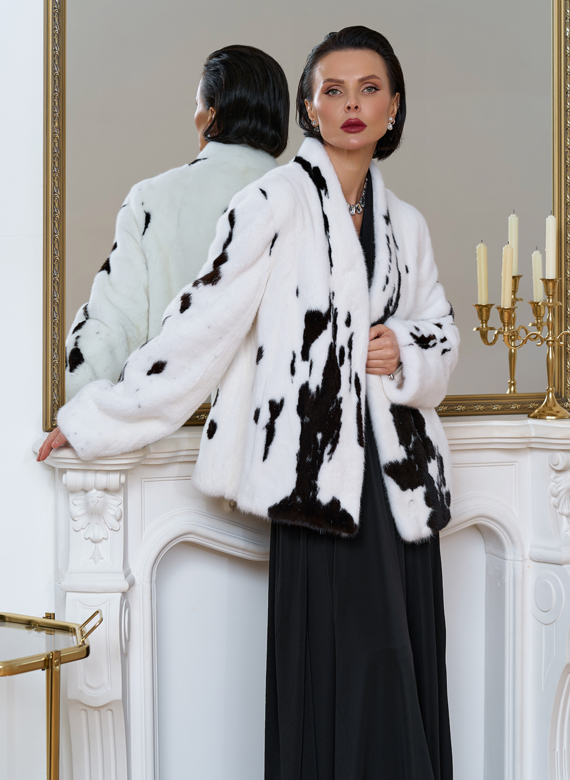 Жакет из меха норки в расцветке 