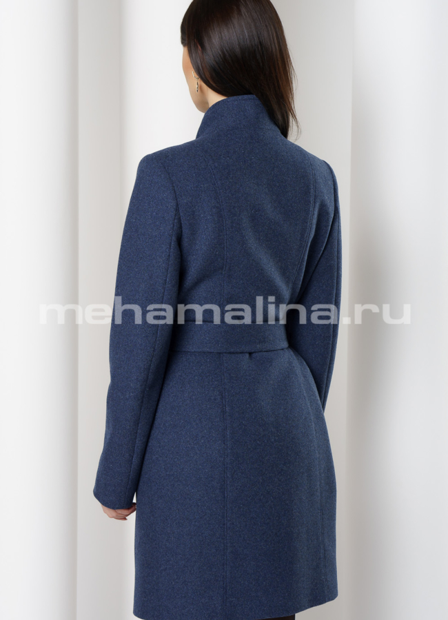 Пальто темно-синее со стойкой, на пуговицах модель № 1936 в кредит