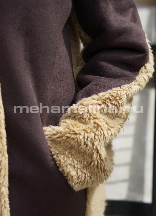 Дубленка эко с воротником на кнопках модель № 282 универмаг малина