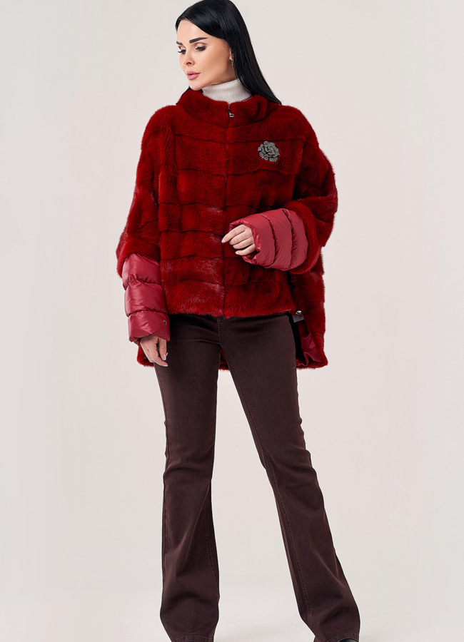 Короткая шуба из норки на молнии  модель № 23711 в рассрочку