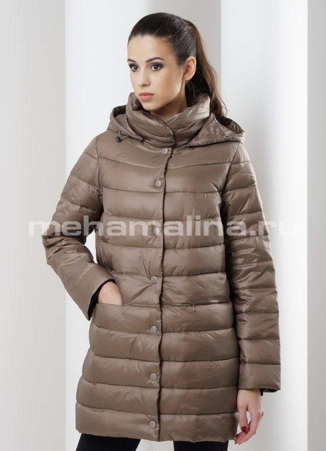 Куртка на кнопках модель № П-76 меха малина