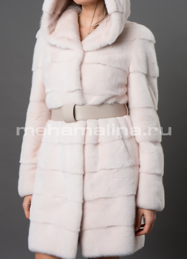 Белая норковая шуба модель № S-672 универмаг малина