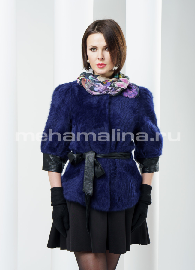 Жакет из ангоры модель №  BP-10 меха малина