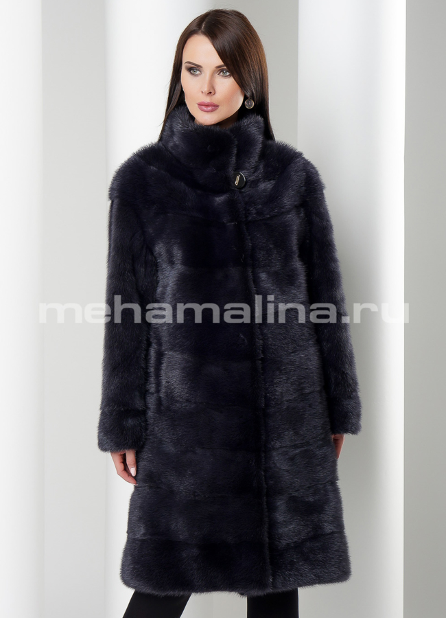 Норковая шуба модель № S-535 меха малина