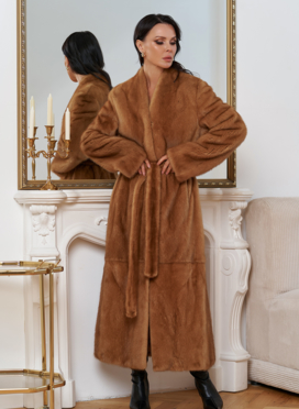 Женская длинная шуба из меха норки