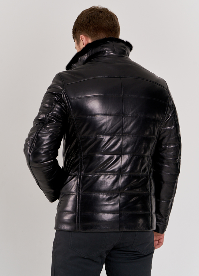 Мужская зимняя куртка с мехом норки модель № П-508 универмаг малина