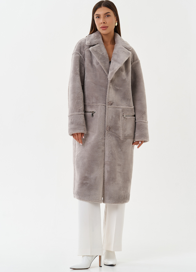 Двухсторонняя эко дубленка с английским воротником модель № 27774 универмаг малина