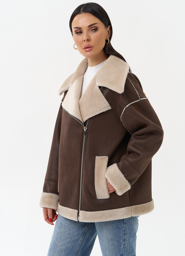 фото Женская дубленка из эко замши  модель № 29985