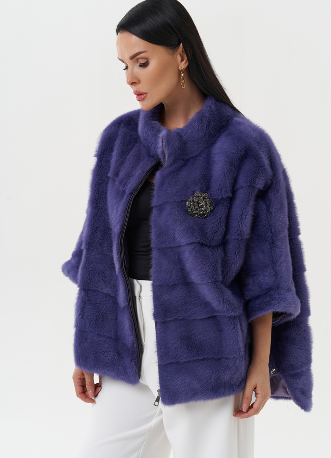 Короткая шуба-трансформер из меха норки модель № 2175 универмаг малина