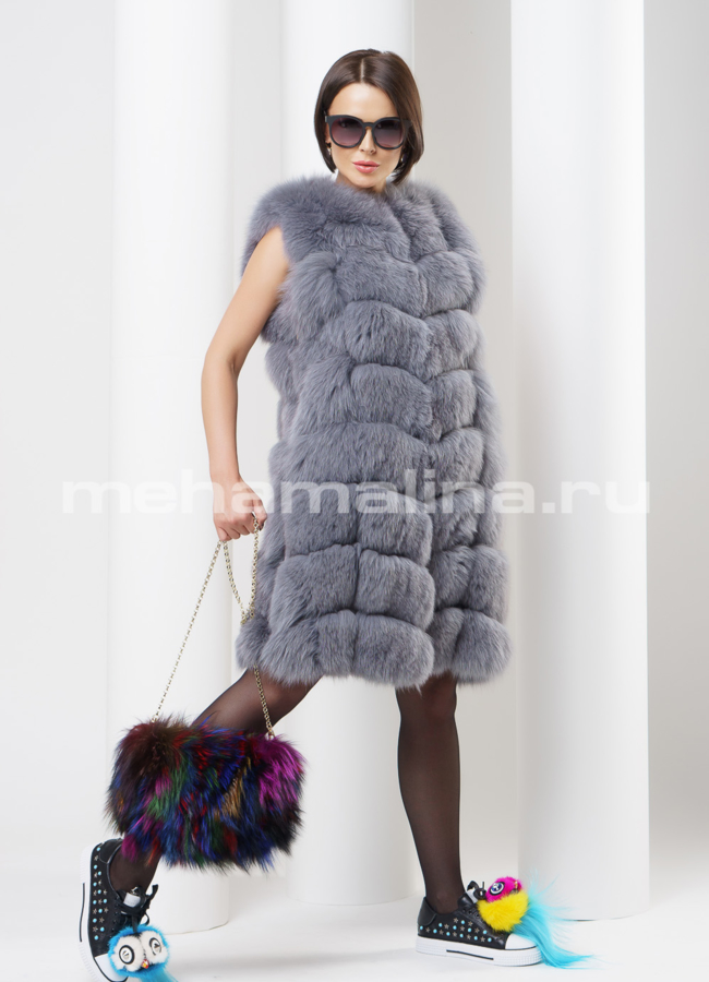 Меховой жилет из песца модель № M-110 универмаг малина