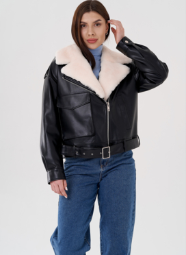 Куртка косуха на утеплении со съемным натуральным мехом